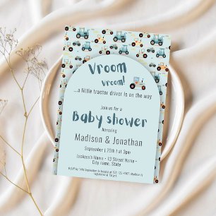 Tractor driver farm boy baby shower Invitation