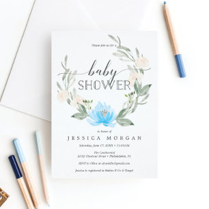 Pastel Blue Diaper Raffle Baby Shower Card