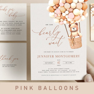 Bear Balloons Baby Shower All In One Invitation