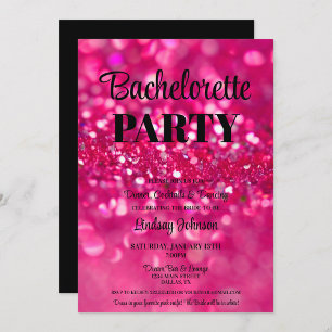 Hot Pink Glitter Glam Bachelorette Party Weekend Invitation