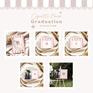 Nurse Fancy Coquette Pink Bow Graduation Invitation