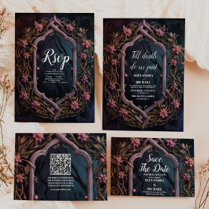 Art Nouveau Floral Gothic Halloween Wedding Save The Date
