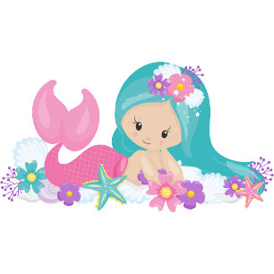 Mermaid Pink Purple Birthday Party Invitation
