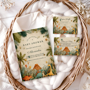 Tropical Dino Adventure Baby Shower Invitation