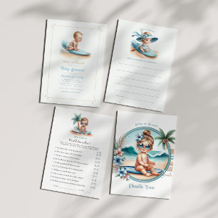 Baby on Board Surfing Theme Baby Shower Invitation