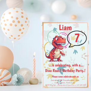 Dino Roar Birthday Party  Invitation