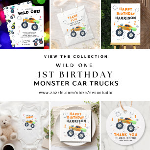 Happy Birthday Wild One Monster Car Trucks Napkin
