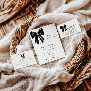 Black Pearl Bow Bridal Shower Invitation
