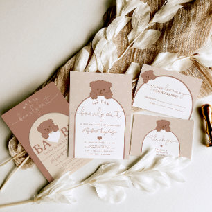 Modern Minimal Teddy Bear Neutral Baby Shower Invitation