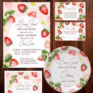 Strawberry baby shower berry sweet  invitation