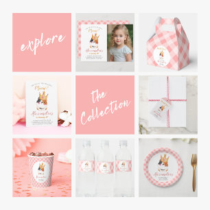 Kitten Meow Pink Crown Girl Kitty Cat Birthday Invitation