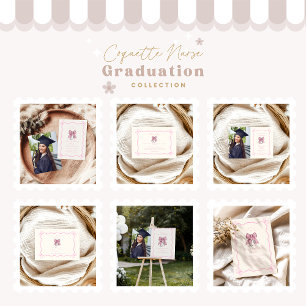  Nurse Coquette Pink Bow Elegant Graduation RSVP Card