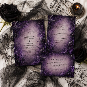 Gothic Purple Goth Wedding Thank You Card