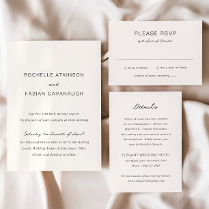 Rochelle Cream Modern Contemporary Elegant Wedding Invitation
