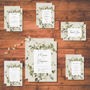 Delicate Boho Greenery Wedding  RSVP Card