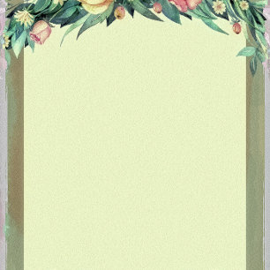 Watercolor Floral Green & Pink Wedding Reception Invitation