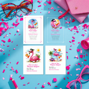 One or Two Degrees Hotter Flamingo Graduate Party Acrylic Invitations