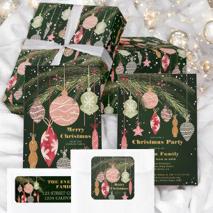 Vintage Ornaments Merry Christmas Illustrations Square Sticker