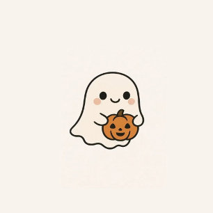 Vintage Halloween Thank You Card   Cute Ghost Pump