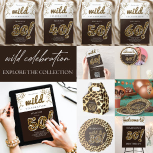 Leopard Foil Balloon Script Birthday QR Code RSVP All In One Invitation