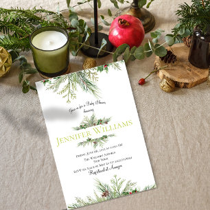 Winter Wonderland Pine Tree Wreath Bridal Shower Invitation