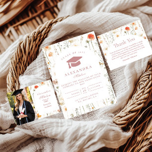 Elegant Wildflower Graduation Celebration Invitation