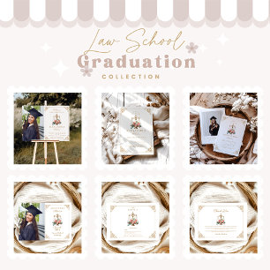 Photo Blush Pink Floral Law School Graduation Announcement