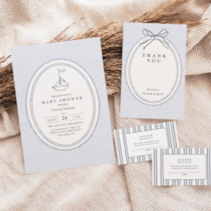 Modern Vintage Blue Baby Shower Books for Baby Enclosure Card