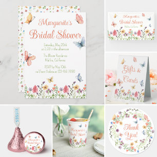 Custom Wildflowers and Butterflies Bridal Shower Invitation