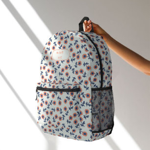 Ditsy Coral Daisies – Mini Floral Seamless Pattern Printed Backpack