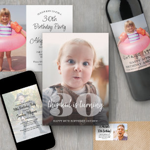 ANY Birthday "This Kid" Simple Modern 2 Photo Invitation