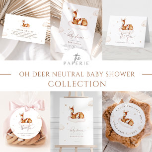 Oh Deer Gender Neutral Watercolor Baby Shower Classic Round Sticker