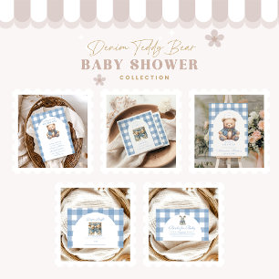 Cute Denim Baby Shower Books for Baby  Enclosure Card
