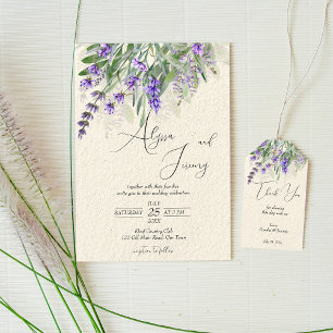 Lavender rustic countryside vintage QR RSVP Invitation