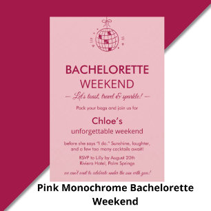 Modern Minimalist Bachelorette Weekend   Pink  Classic Round Sticker