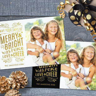 Faux Gold Foil Folded Photo Holiday Card
