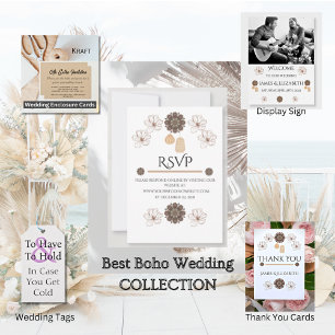 Country Floral Boho Wedding Invitation