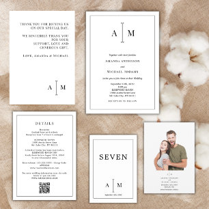 All-In-One QR Code Monogram Minimal Wedding Invitation