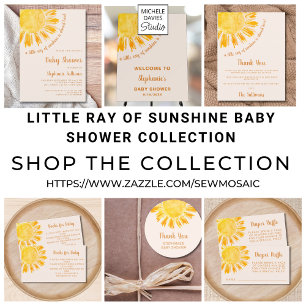 Ray of Sunshine Boho Baby Shower  Thank You Card