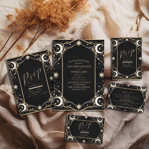 Vintage Celestial Moon Stars Wedding Invitation