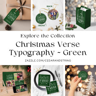 Green Christian Christmas Typography Holiday Photo Ceramic Tree Decoration