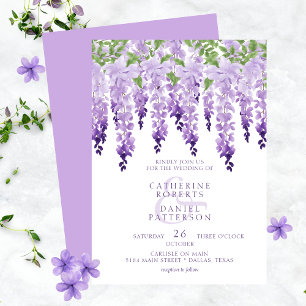 Photo Watercolor Wisteria Floral Script Wedding Save The Date