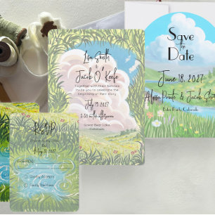 Illustrated Hand-Painted Raindrops Response Card