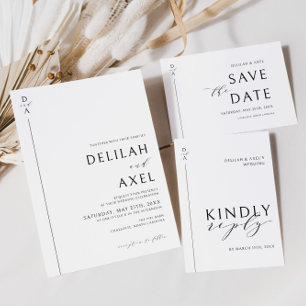 Ultra-Modern Minimalist Black and White Wedding Invitation