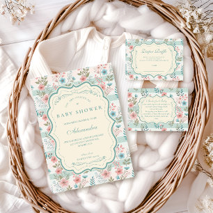 Victorian Rose Lattice Diapper Raffle Enclosure Card