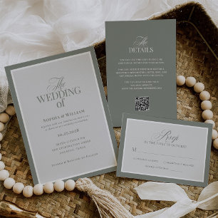 Luxe Sage Green   QR Code Wedding Guest Details Enclosure Card