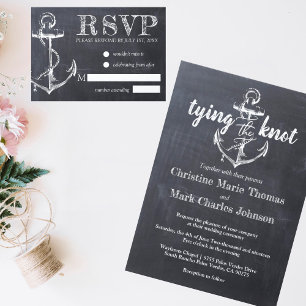 Nautical Anchor Chalkboard Rustic Wedding Invitation