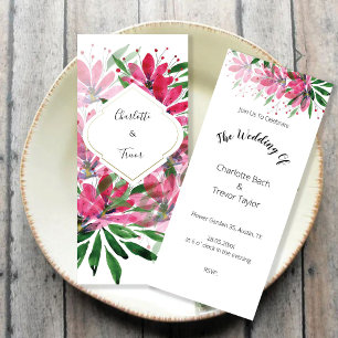 Elegant Rich Coloured Abstract Lotus Watercolor All In One Invitation
