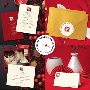 Double Happiness 囍 Script Chinese Wedding Photo Save The Date