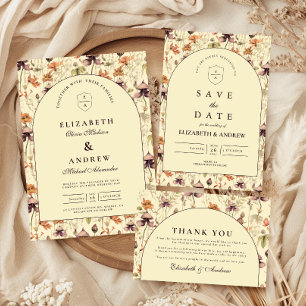 Vintage Wildflower Arch Elegant Wedding Invitation